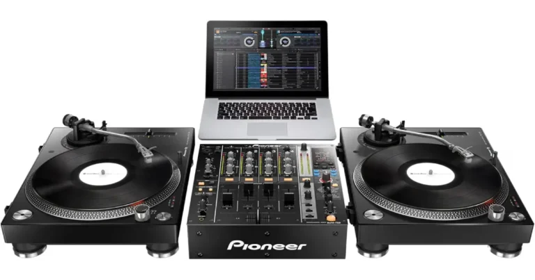 DJ Turntable Setup with Mixer